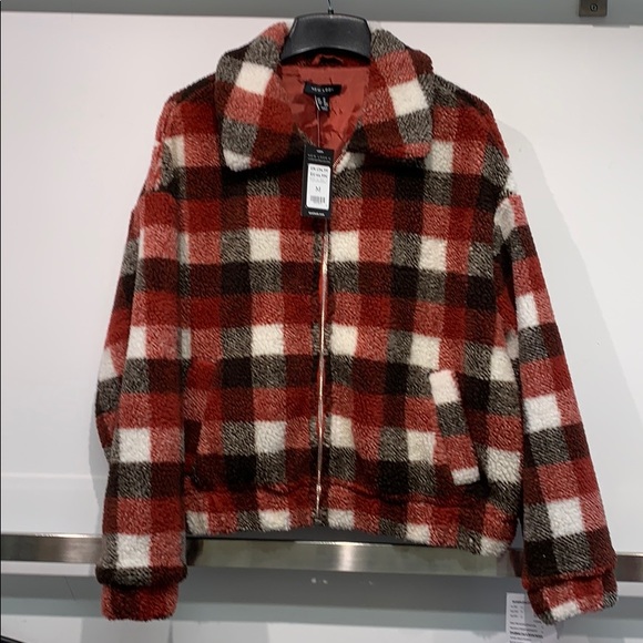 New Look Jackets & Blazers - Checker board Zipper Bomber Jacket